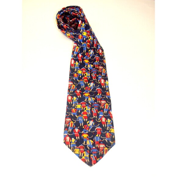 Slap Shot Hockey Tie Necktie 100% Silk Made In USA 3 3/4" x 58 Vintage Tie - Picture 1 of 5
